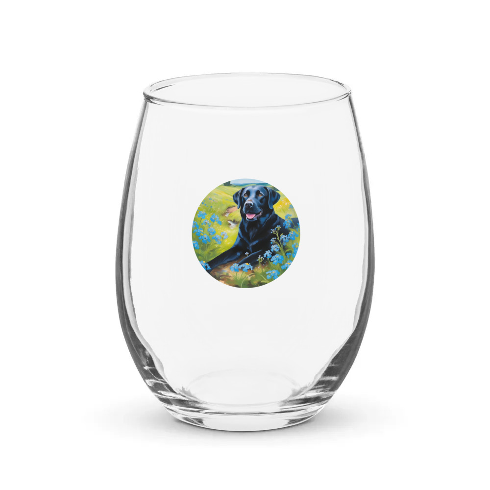 PugMug Custom Black Labrador Retriever Stemless Wine Glass