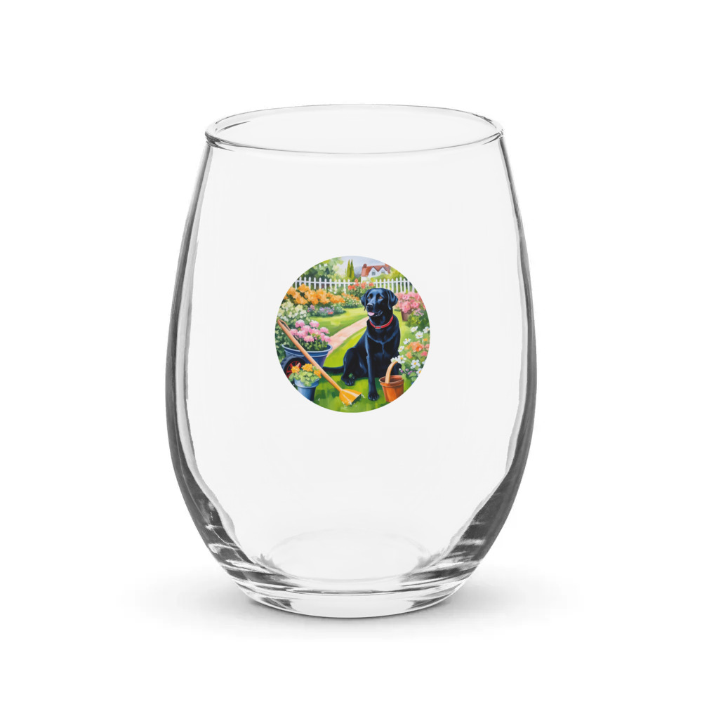 PugMug Custom Black Labrador Retriever Stemless Wine Glass
