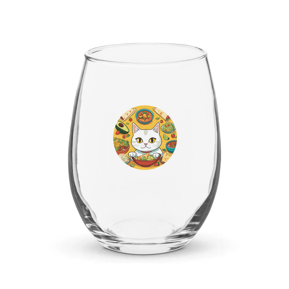 PugMug Custom White Companion Cat Stemless Wine Glass