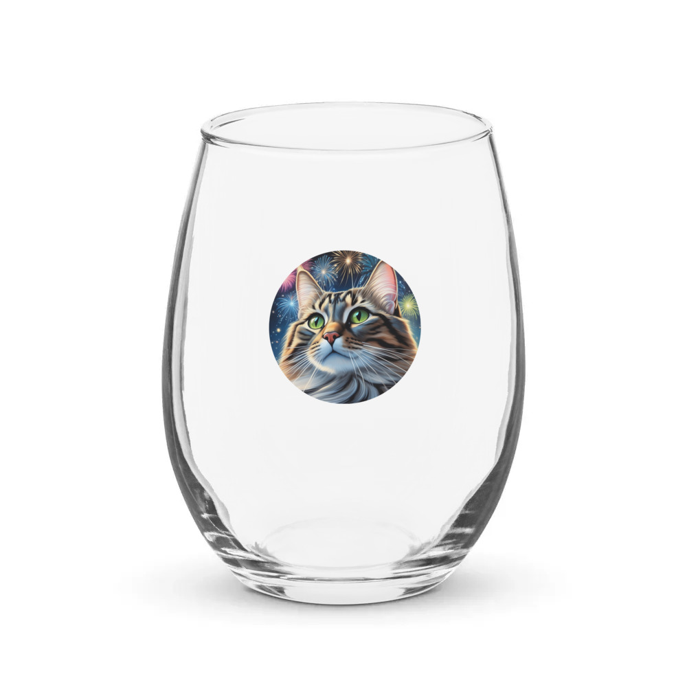 PugMug Custom Tabby Companion Cat Stemless Wine Glass