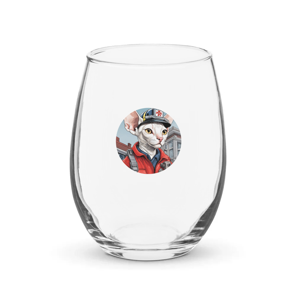 PugMug Custom White Sphynx Cat Stemless Wine Glass