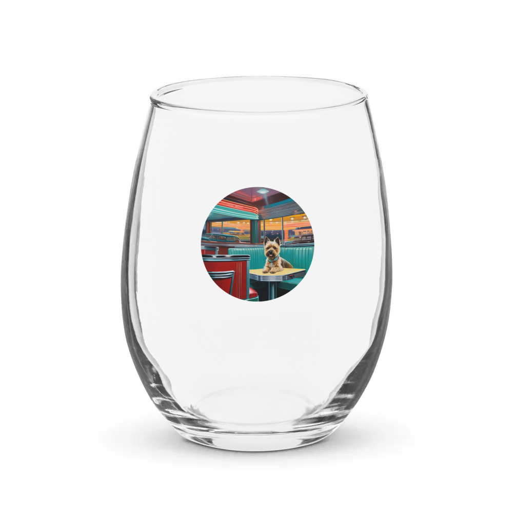 PugMug Custom Cairn Terrier Stemless Wine Glass