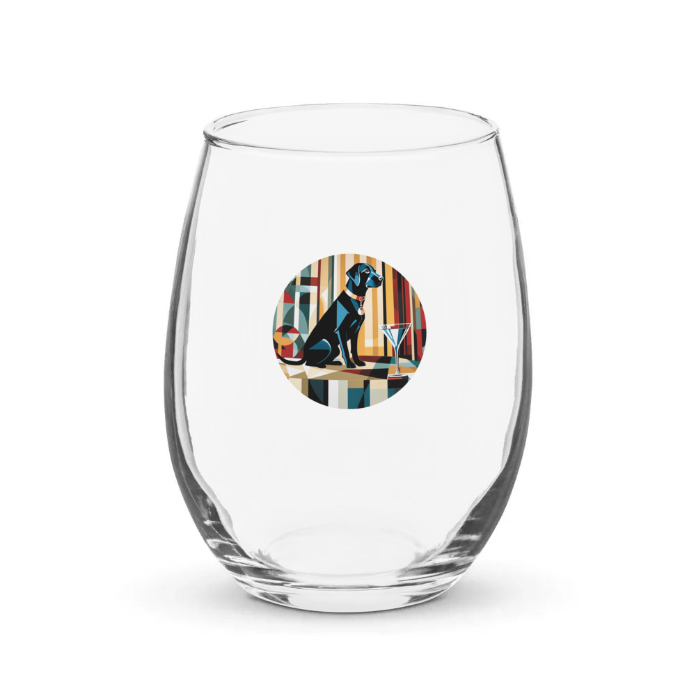 PugMug Custom Black Labrador Retriever Stemless Wine Glass