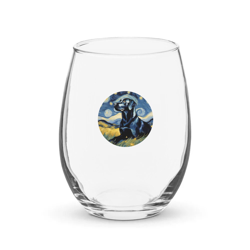 PugMug Custom Black Labrador Retriever Stemless Wine Glass
