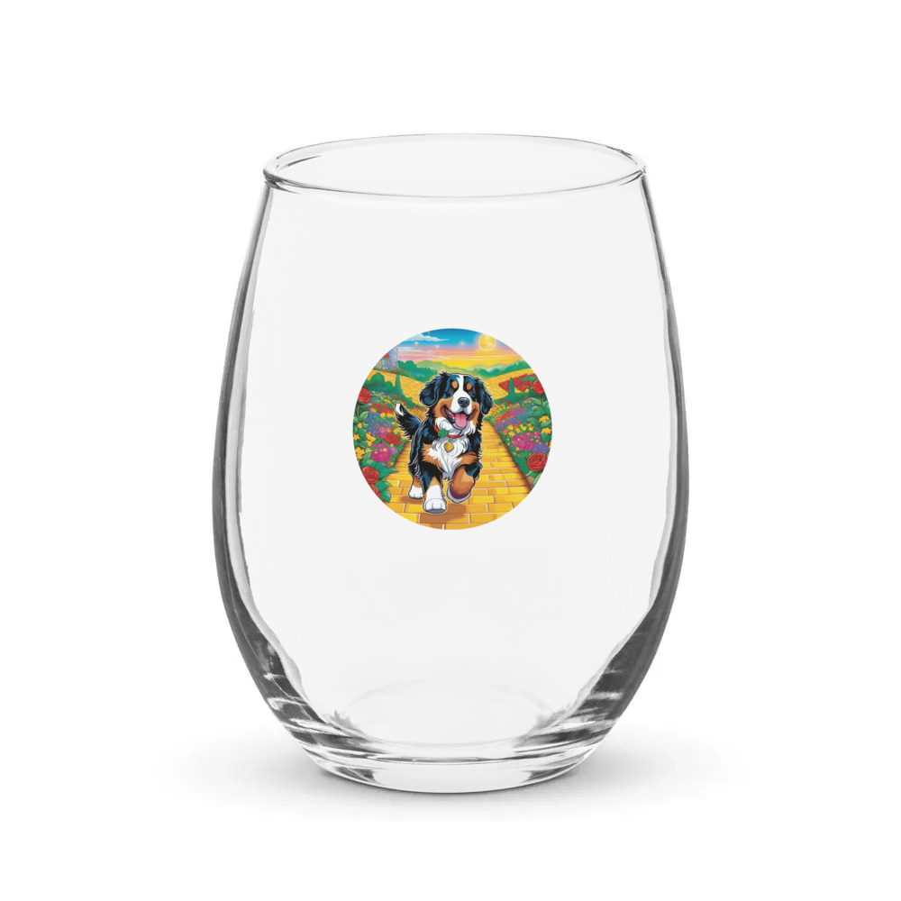 PugMug Custom Bernese Mountain Dog Stemless Wine Glass