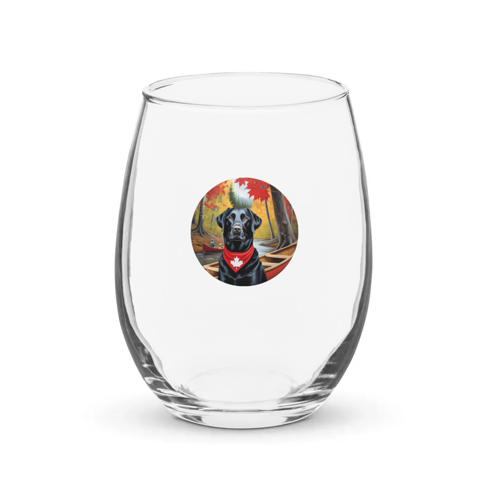 PugMug Custom Black Labrador Retriever Stemless Wine Glass