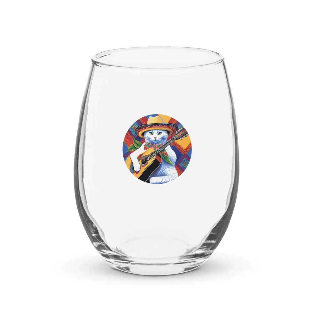 PugMug Custom White Companion Cat Stemless Wine Glass