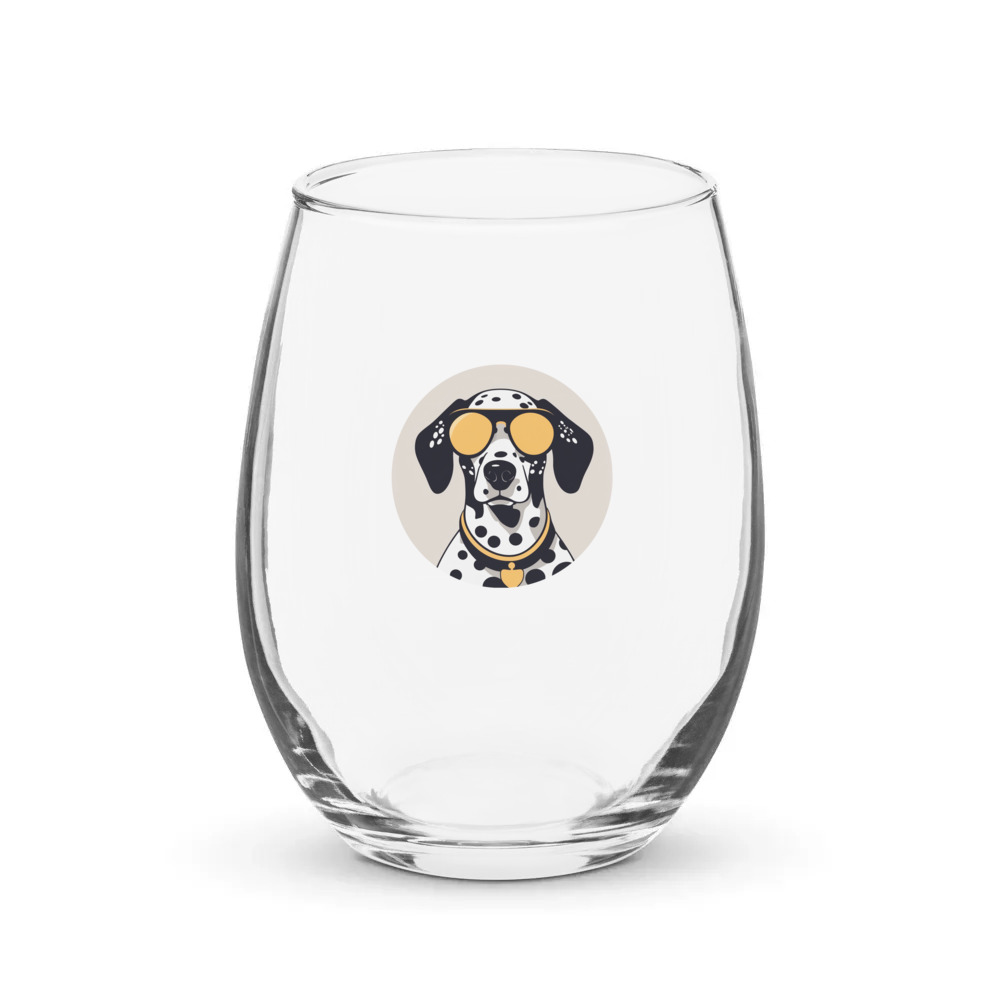 PugMug Custom Dalmatian Stemless Wine Glass