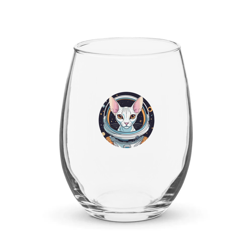 PugMug Custom White Sphynx Cat Stemless Wine Glass