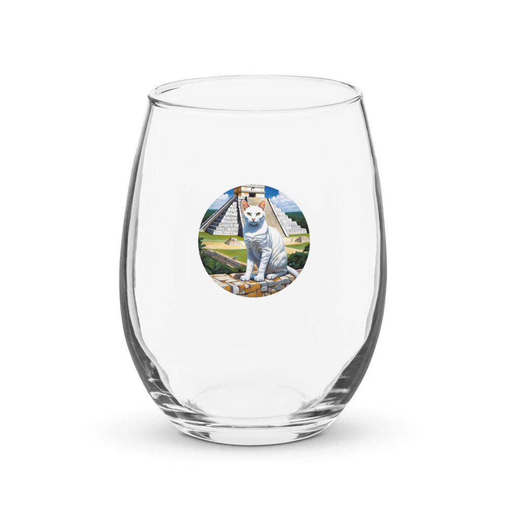 PugMug Custom White Companion Cat Stemless Wine Glass