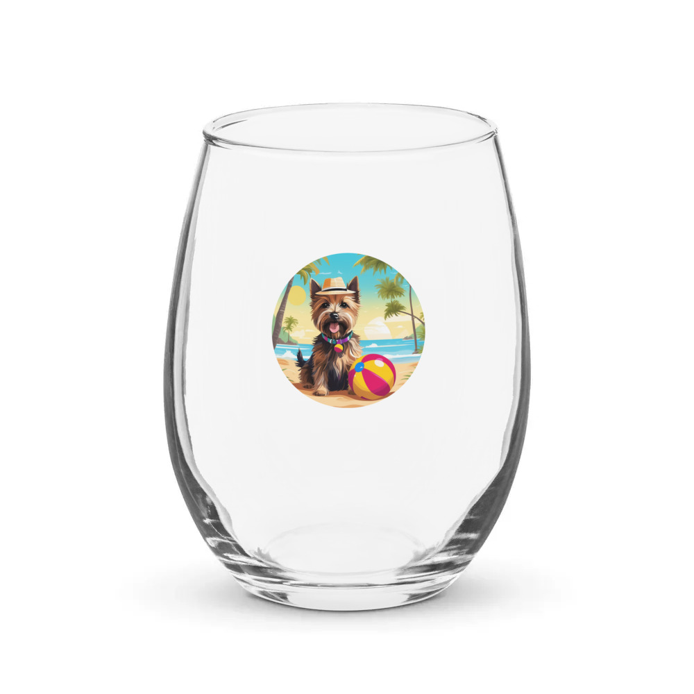 PugMug Custom Cairn Terrier Stemless Wine Glass