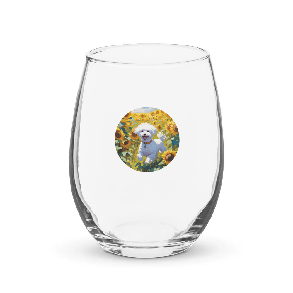 PugMug Custom Bichons Frise Stemless Wine Glass