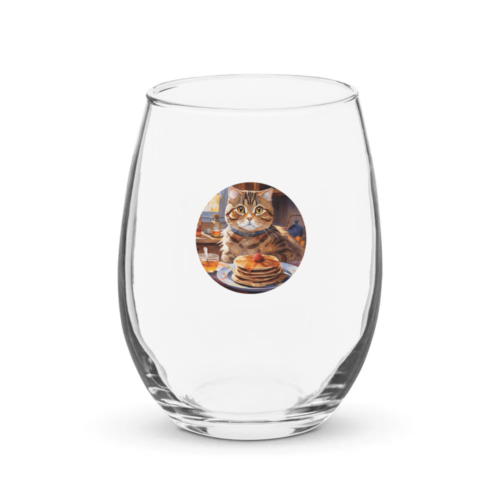 PugMug Custom Tabby Scottish Fold Cat Stemless Wine Glass