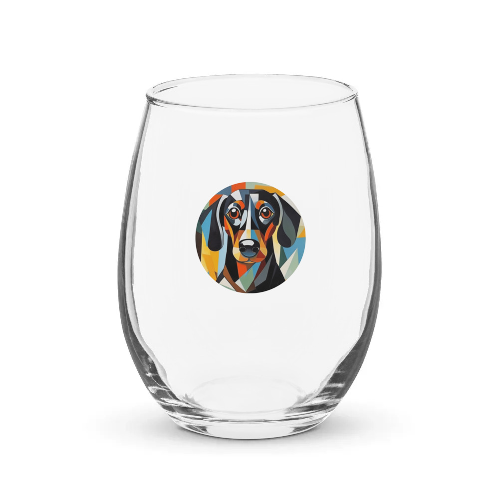 PugMug Custom Black Dachshund Stemless Wine Glass