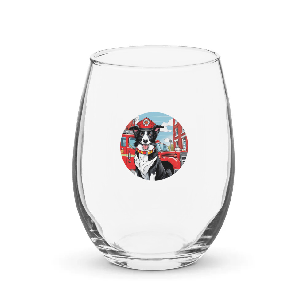 PugMug Custom Border Collie Stemless Wine Glass