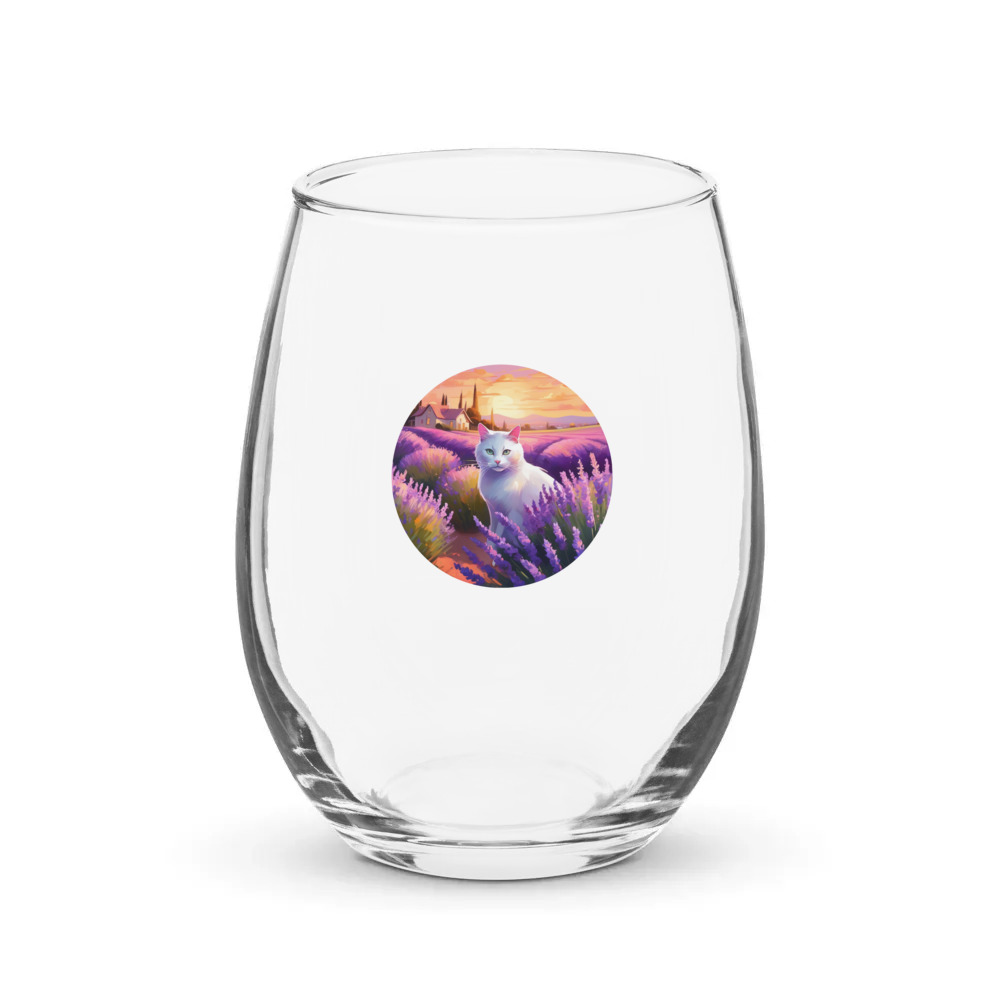 PugMug Custom White Companion Cat Stemless Wine Glass