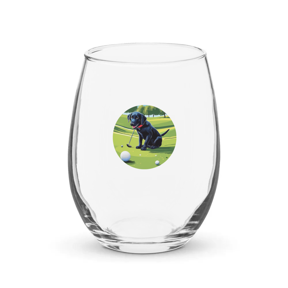 PugMug Custom Black Labrador Retriever Stemless Wine Glass