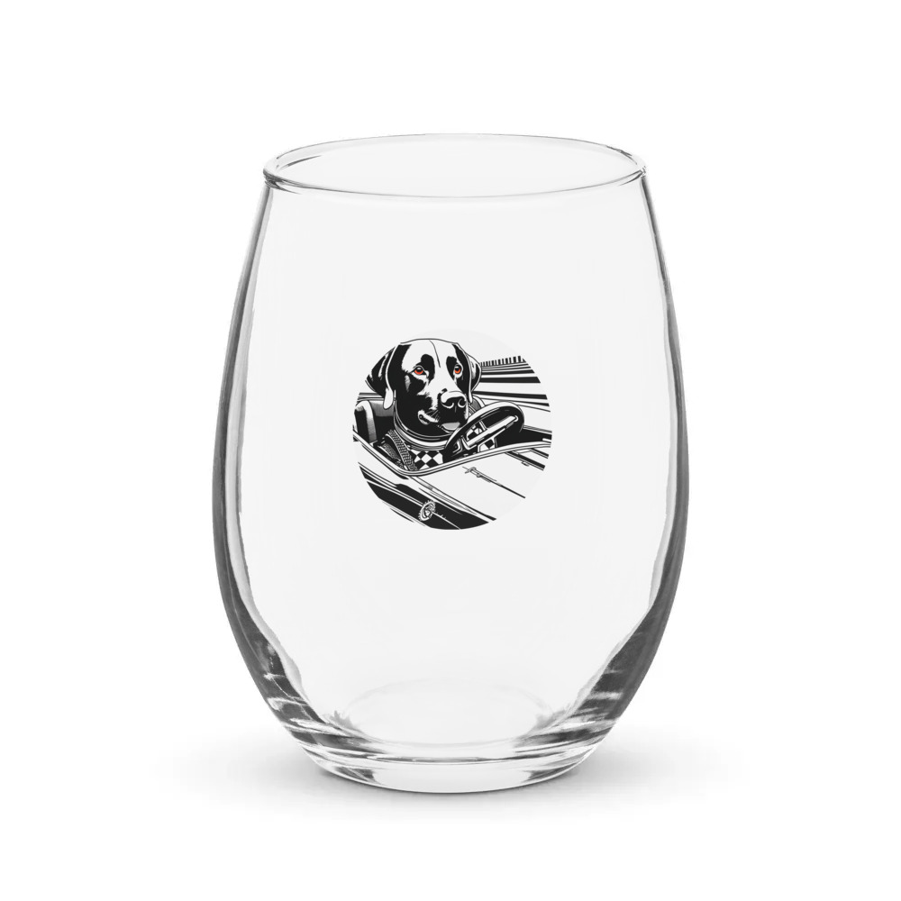 PugMug Custom Black Labrador Retriever Stemless Wine Glass