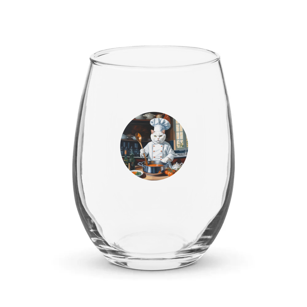 PugMug Custom White Companion Cat Stemless Wine Glass