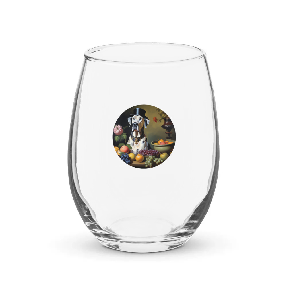PugMug Custom Great Dane Stemless Wine Glass