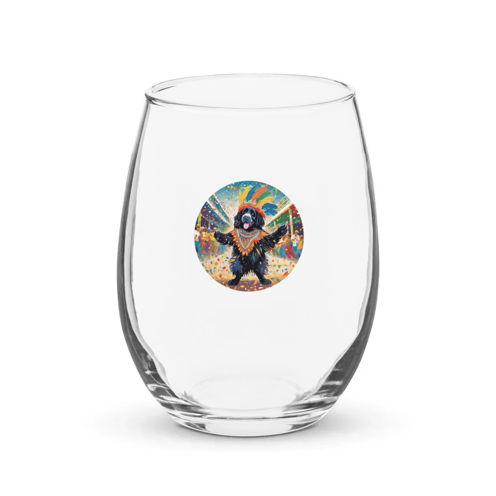 PugMug Custom Newfoundland Stemless Wine Glass