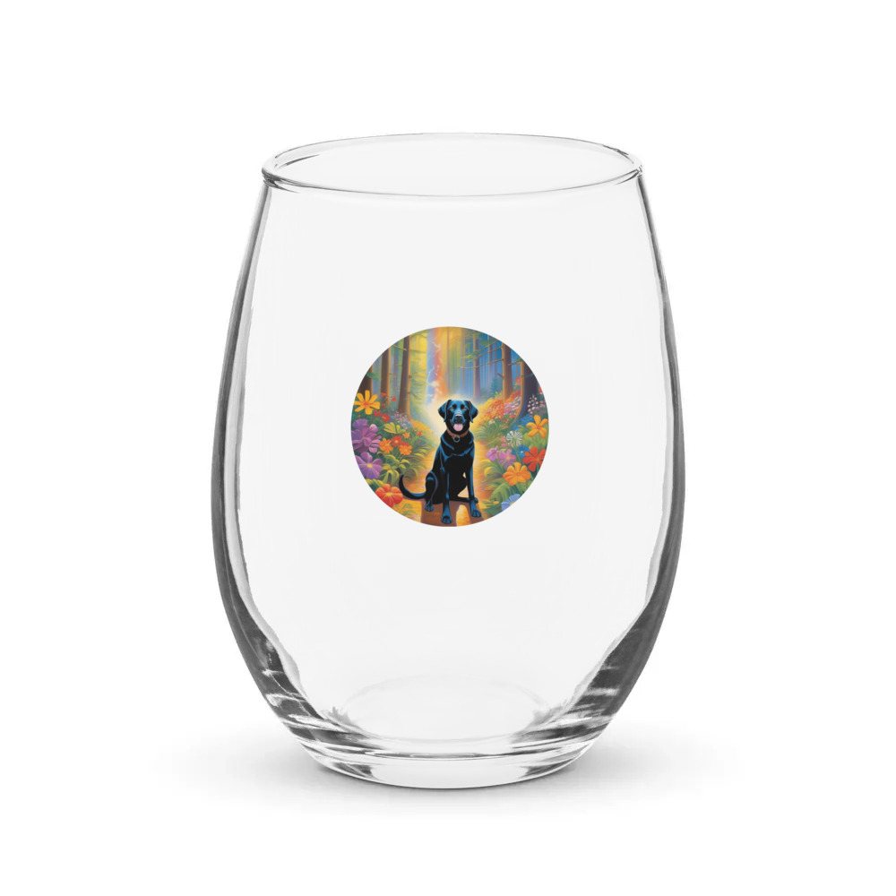 PugMug Custom Black Labrador Retriever Stemless Wine Glass