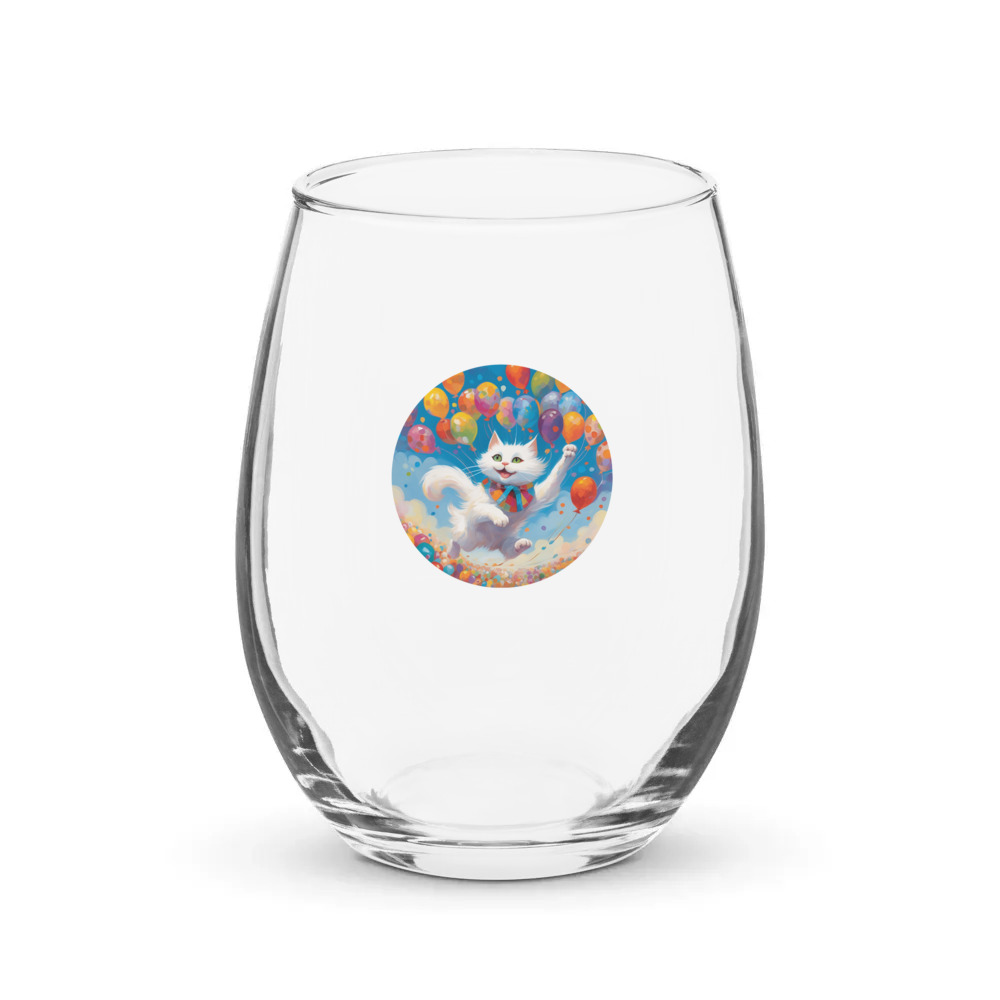 PugMug Custom White Companion Cat Stemless Wine Glass