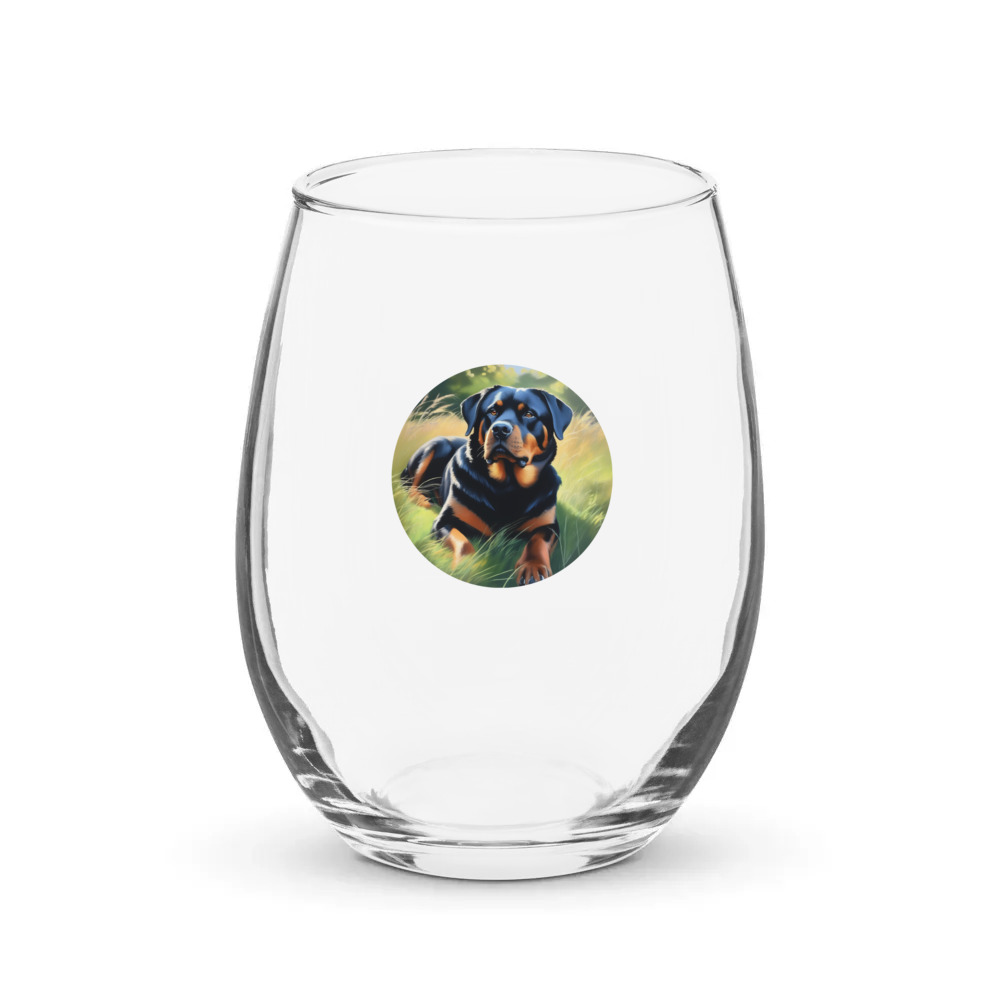 PugMug Custom Rottweiler Stemless Wine Glass