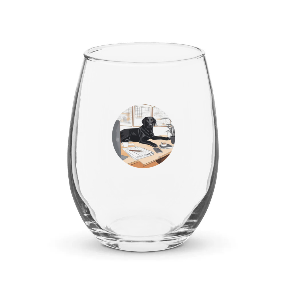PugMug Custom Black Labrador Retriever Stemless Wine Glass