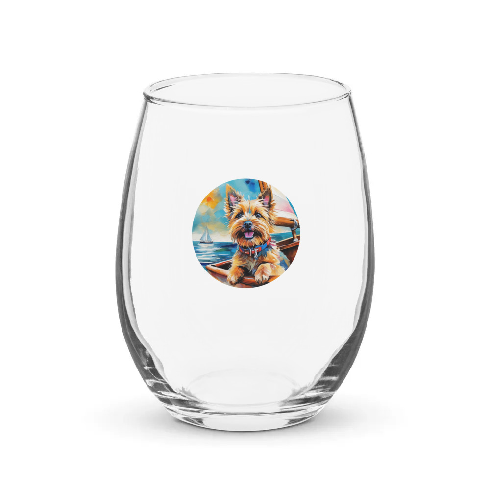 PugMug Custom Cairn Terrier Stemless Wine Glass