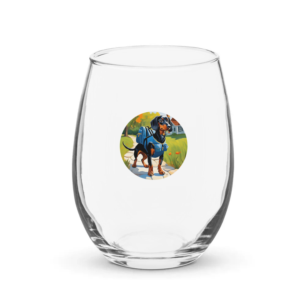 PugMug Custom Black Dachshund Stemless Wine Glass