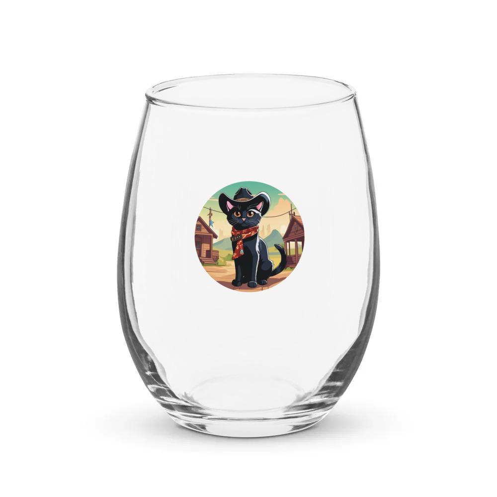 PugMug Custom Black Companion Cat Stemless Wine Glass
