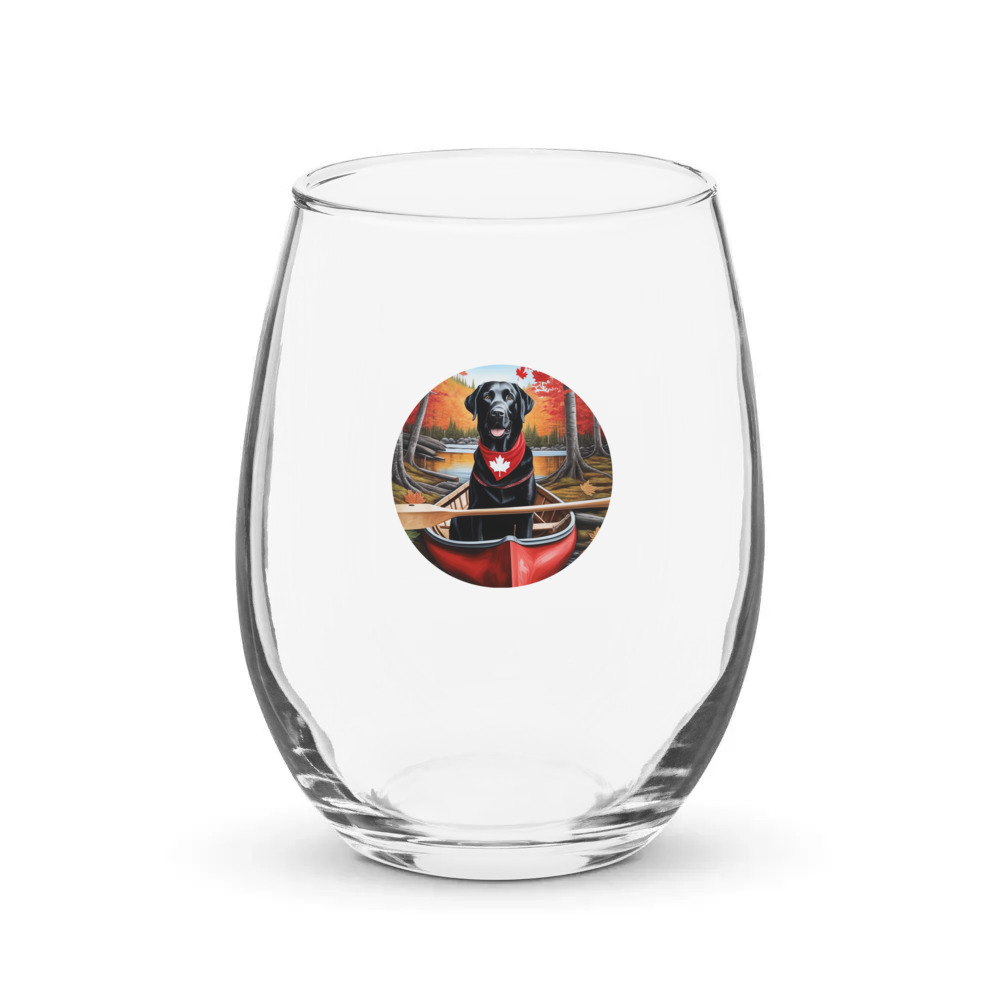 PugMug Custom Black Labrador Retriever Stemless Wine Glass
