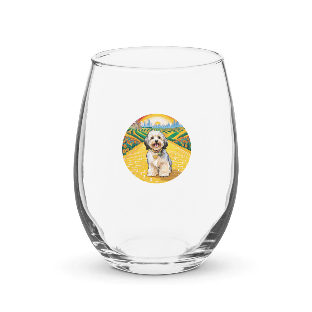 PugMug Custom Tan Havanese Dog Stemless Wine Glass