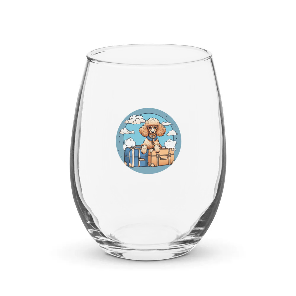 PugMug Custom Tan Poodle Stemless Wine Glass