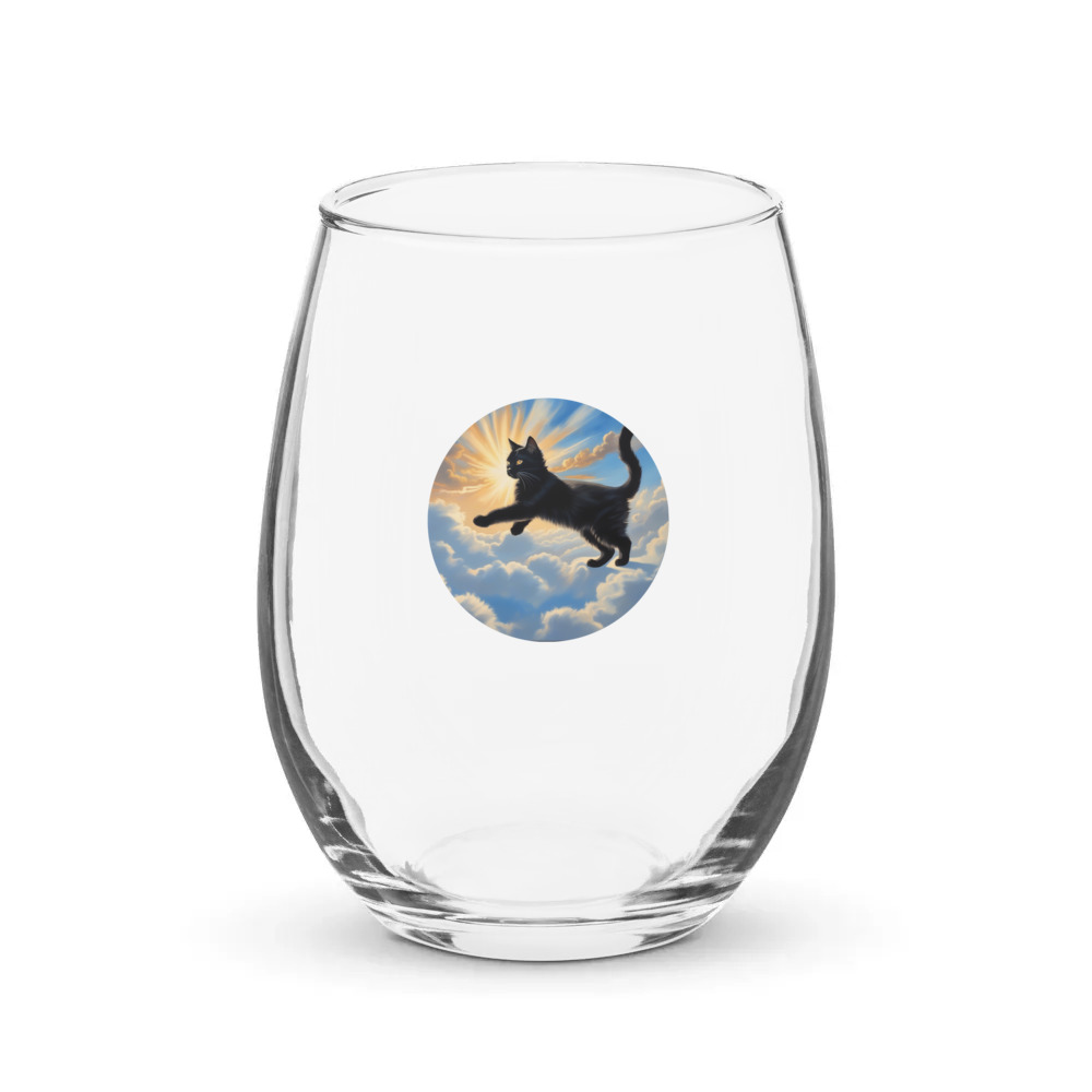 PugMug Custom Black Companion Cat Stemless Wine Glass