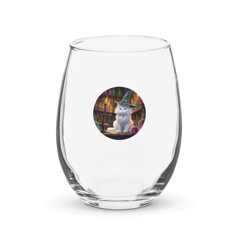 PugMug Custom White Ragdoll Cat Stemless Wine Glass