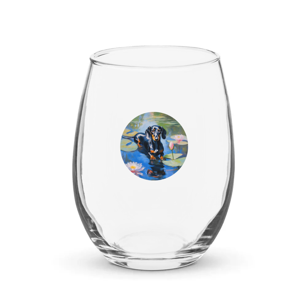 PugMug Custom Black Dachshund Stemless Wine Glass