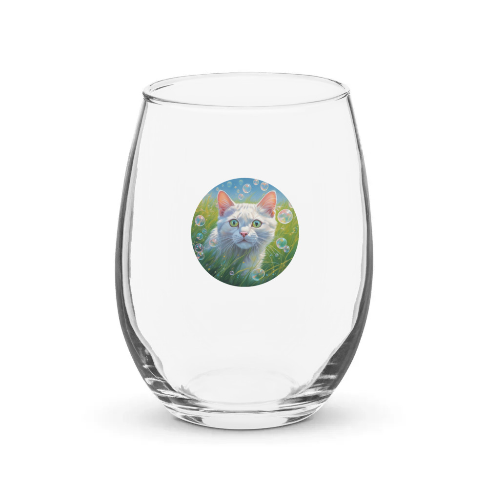 PugMug Custom White Exotic Cat Stemless Wine Glass