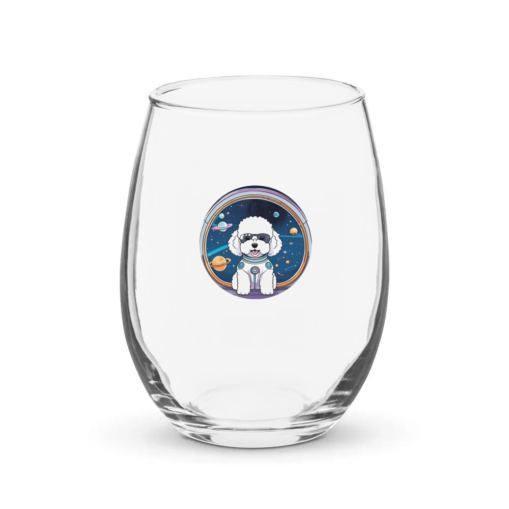 PugMug Custom Bichons Frise Stemless Wine Glass