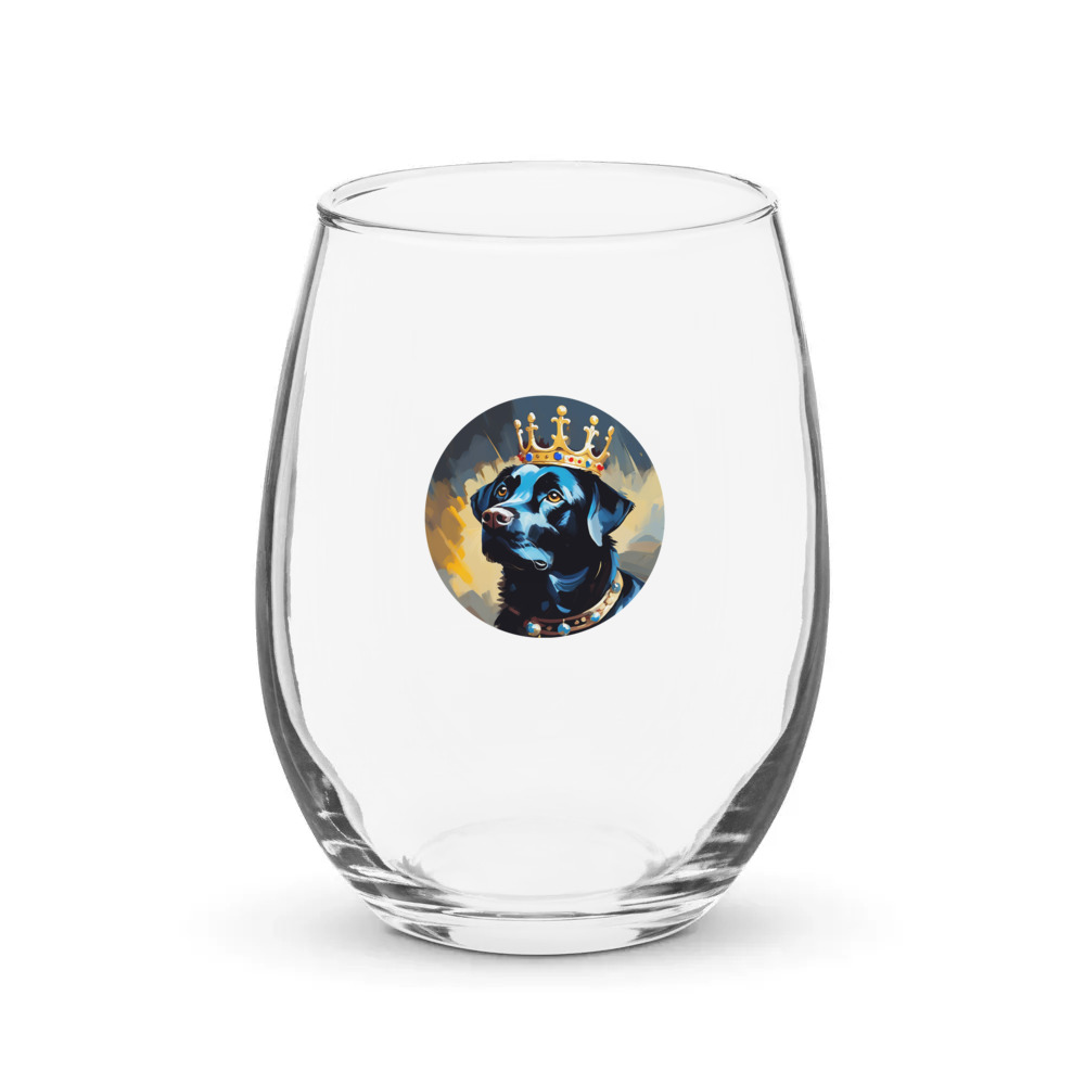 PugMug Custom Black Labrador Retriever Stemless Wine Glass