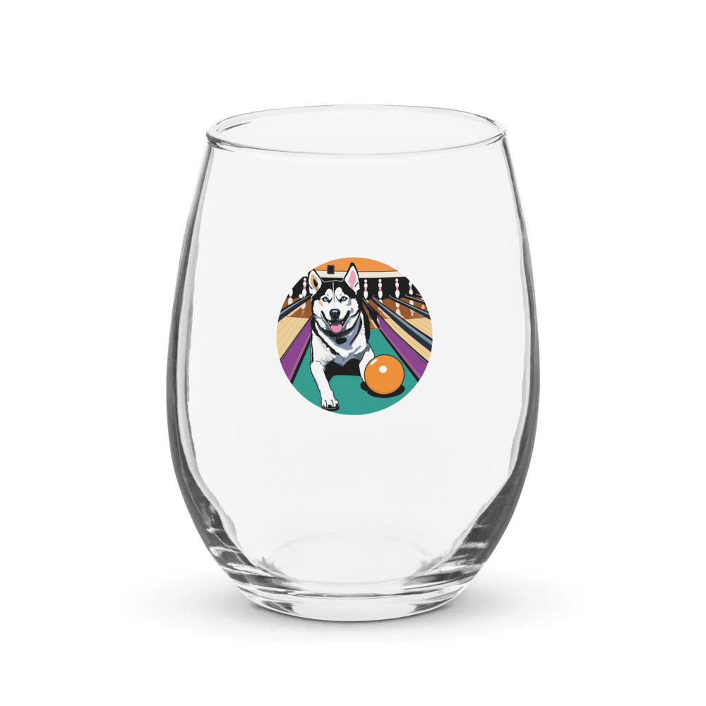PugMug Custom Siberian Husky Stemless Wine Glass