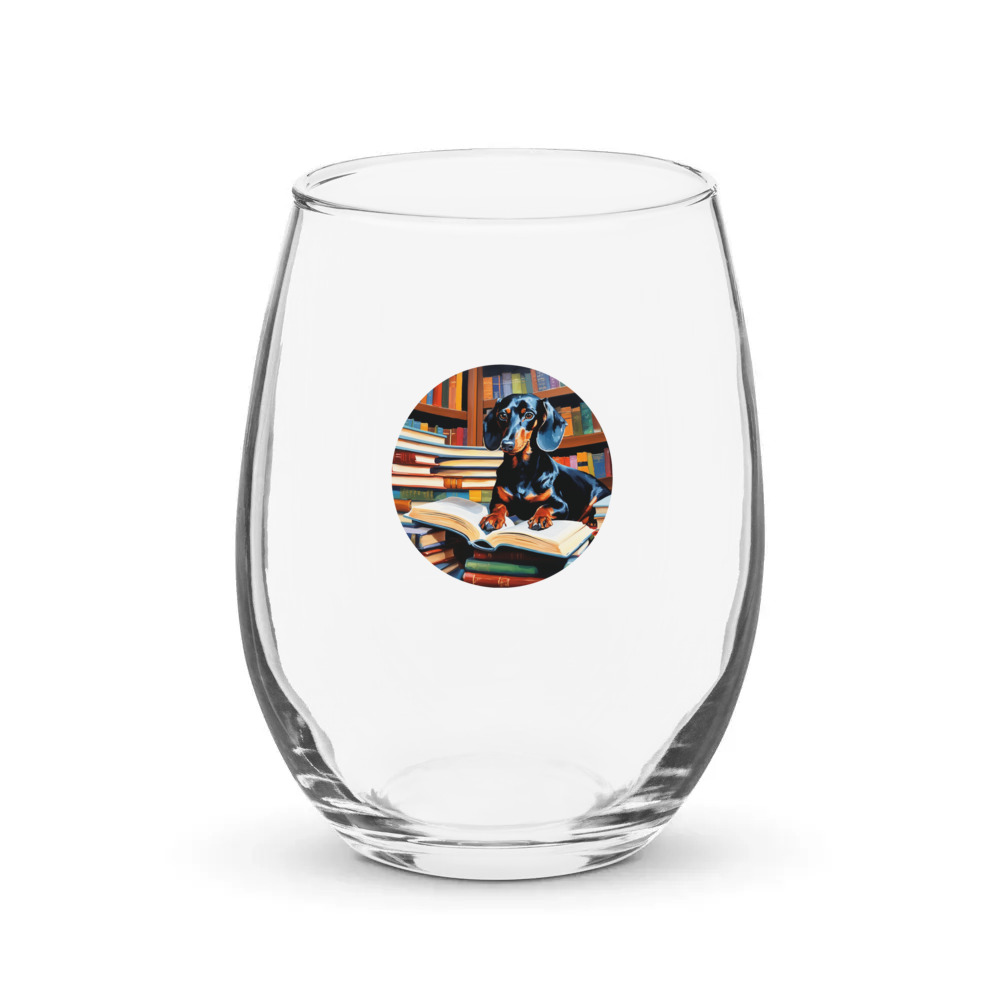 PugMug Custom Black Dachshund Stemless Wine Glass