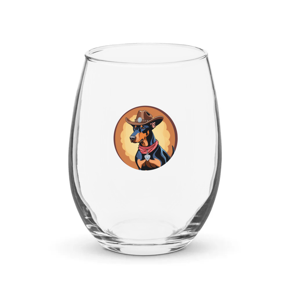 PugMug Custom Doberman Pinscher Stemless Wine Glass