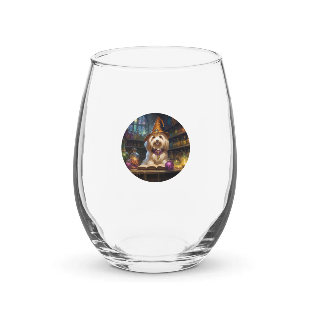 PugMug Custom Tan Havanese Dog Stemless Wine Glass