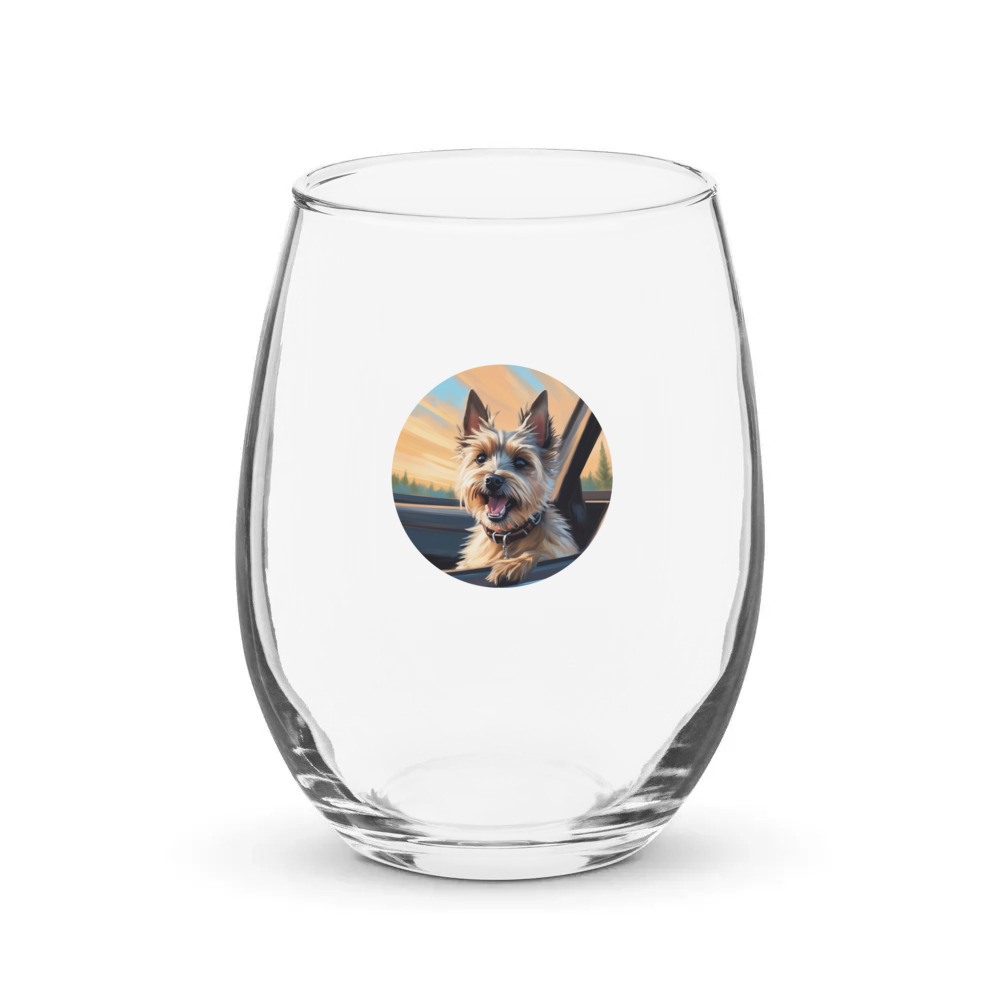 PugMug Custom Cairn Terrier Stemless Wine Glass