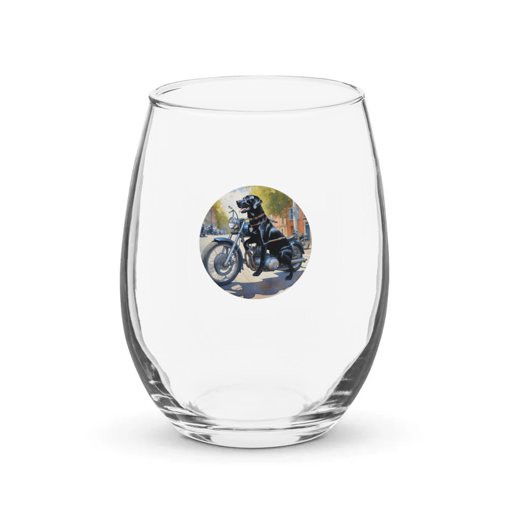 PugMug Custom Black Labrador Retriever Stemless Wine Glass