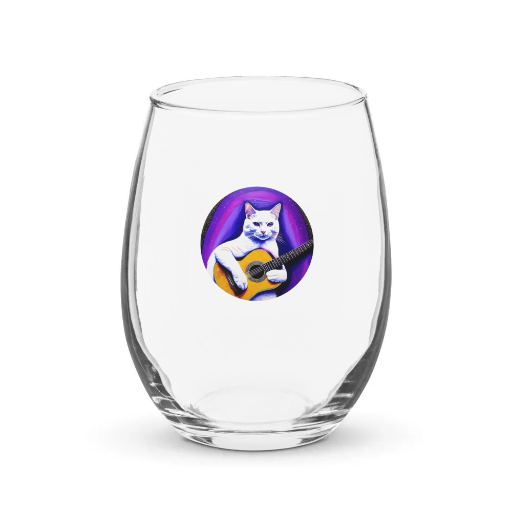 PugMug Custom White Companion Cat Stemless Wine Glass