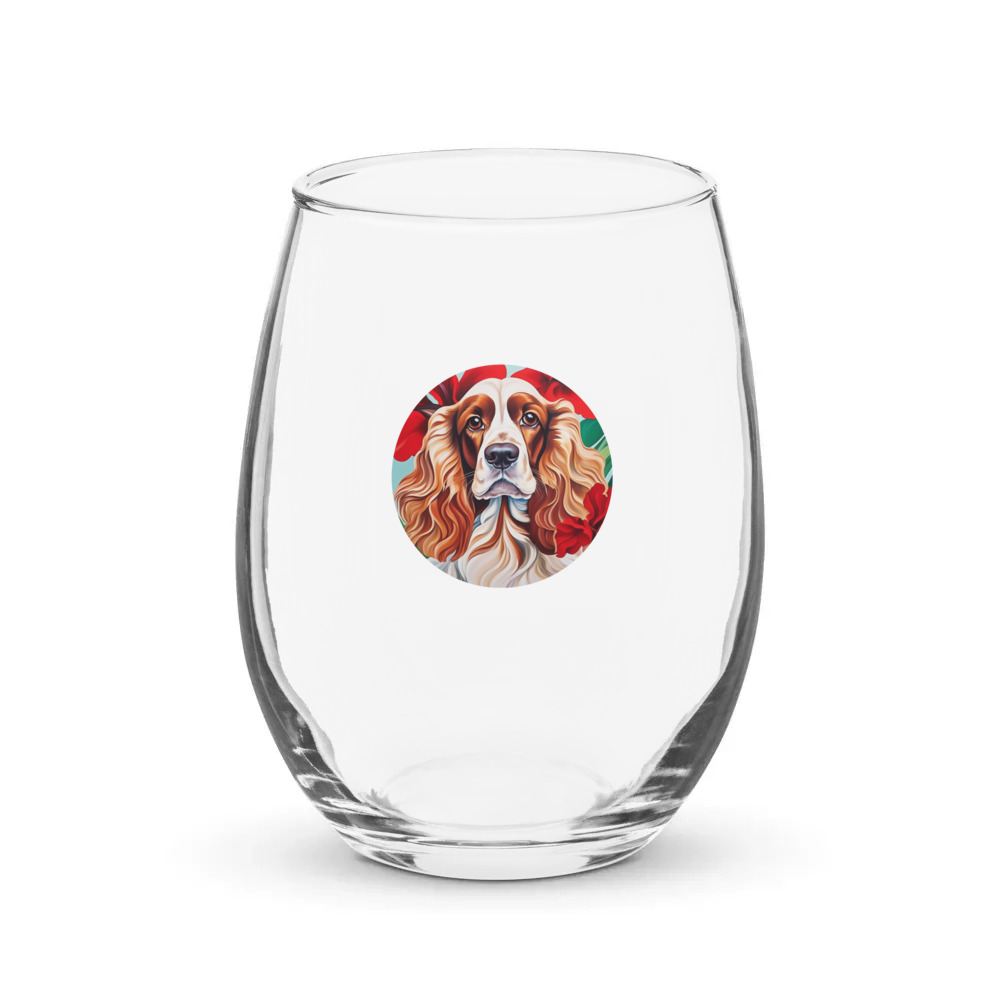PugMug Custom Cocker Spaniel Stemless Wine Glass