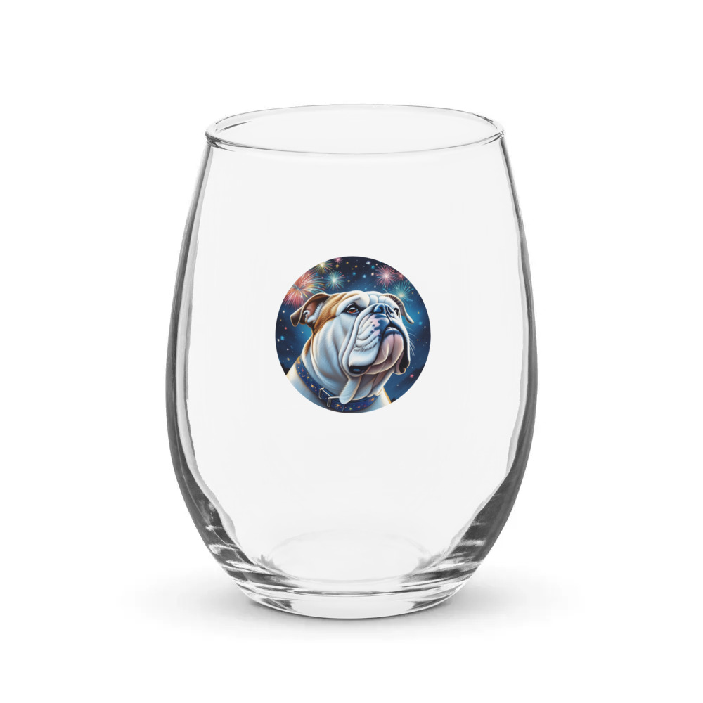 PugMug Custom Bulldog Stemless Wine Glass